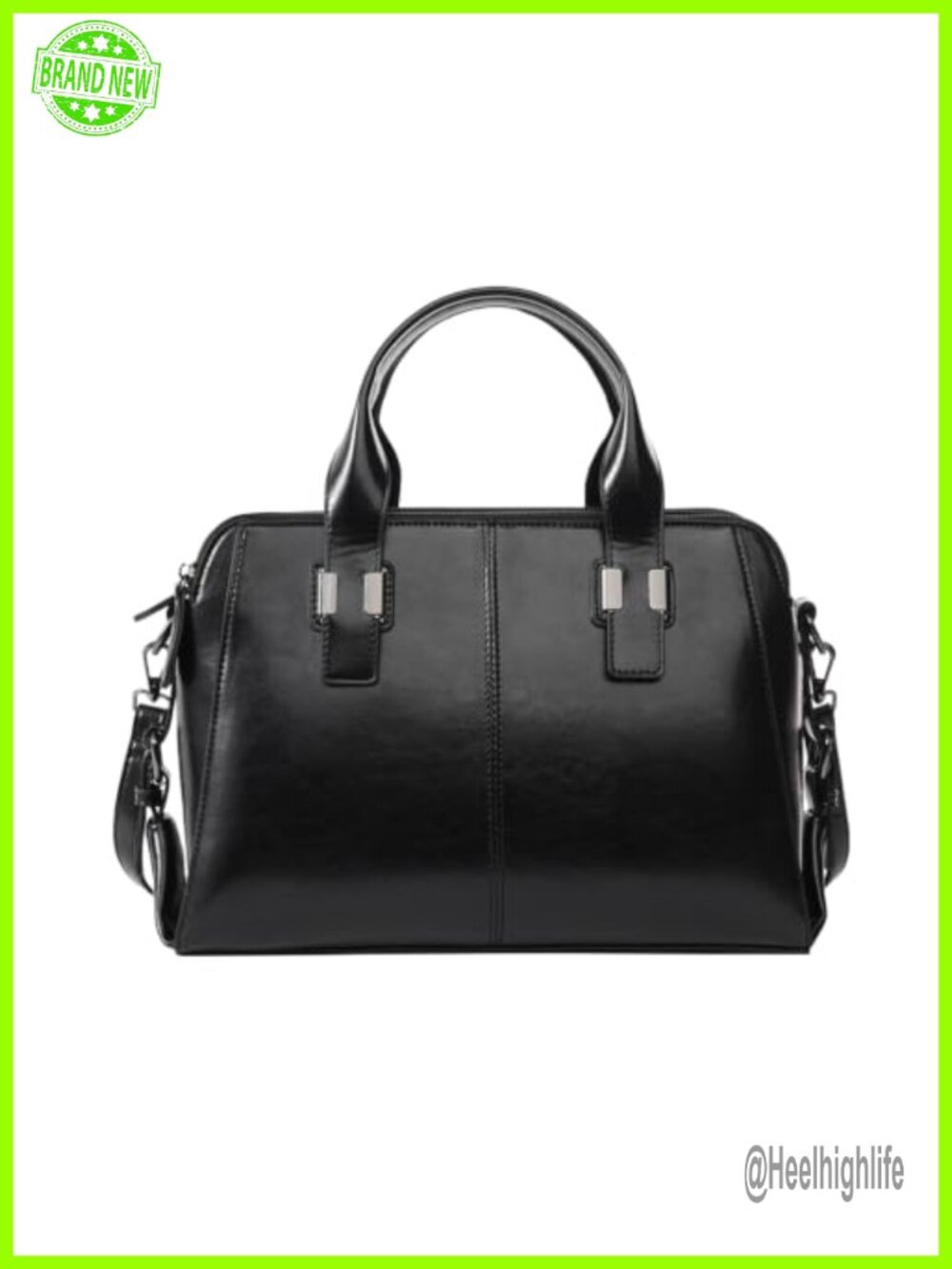 PU Leather Satchel Tote Bag with 3 Zipper Compartments